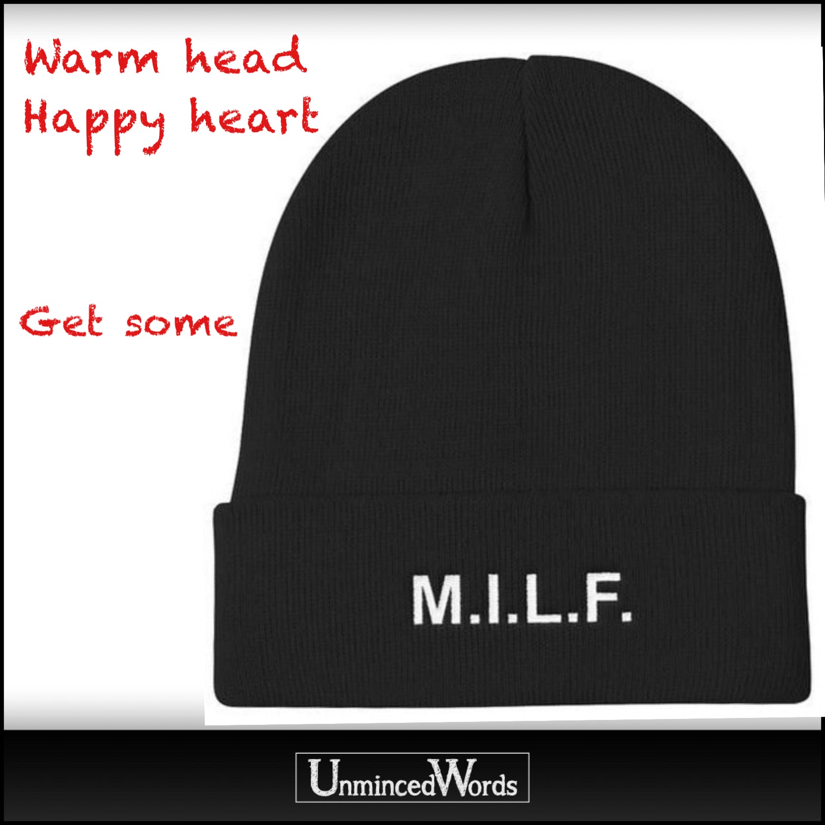 Warm head. Happy Heart. MILF head gear from Unminced.com