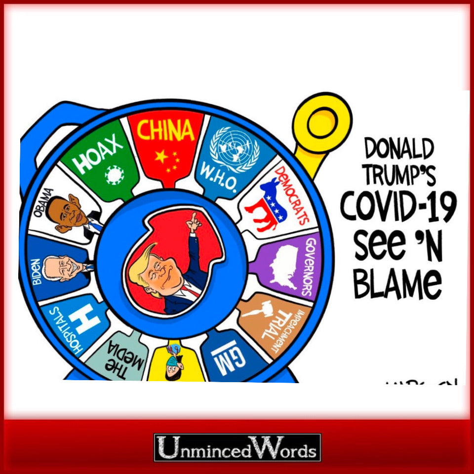 Donald Trump’s blame game political cartoon