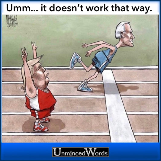 It doesn’t work that way, political cartoon