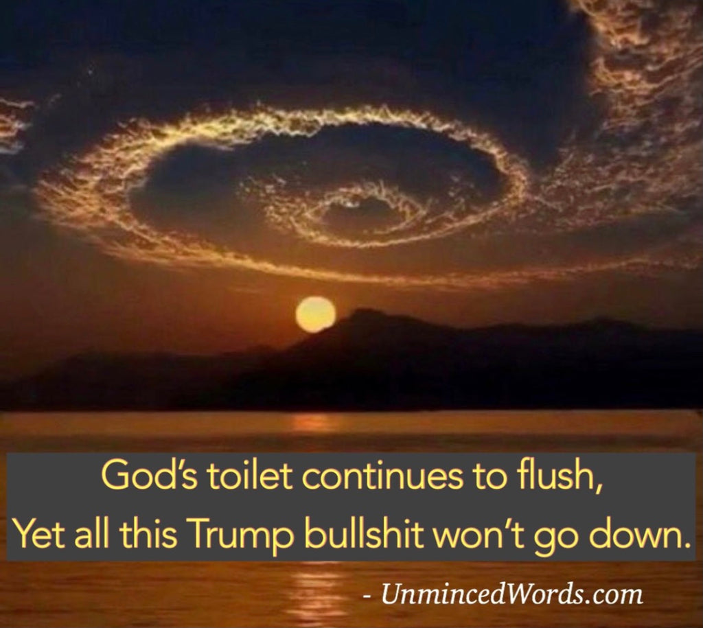 God’s toilet continues to flush, yet all this Trump bullshit won’t go down