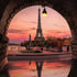 The Eiffel Tower framed beautifully and with a perfect water reflection.