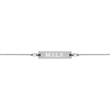 M.I.L.F. - Engraved Silver Bar Chain Bracelet - Unminced Words