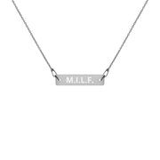 M.I.L.F. - Engraved Silver Bar Chain Necklace - Unminced Words
