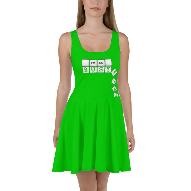 I'm So Busy GREEN - Skater Dress - Unminced Words